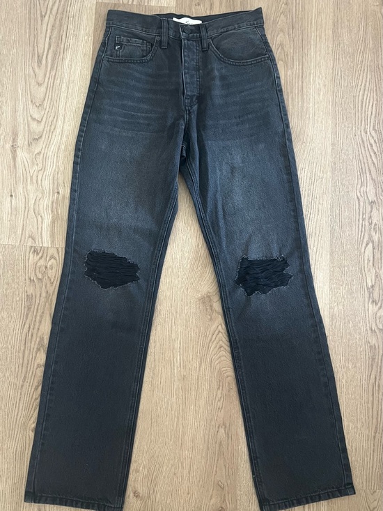 KanCan Denim - KanCan Women's Distressed Straight Jeans Black Dark Wash Denim